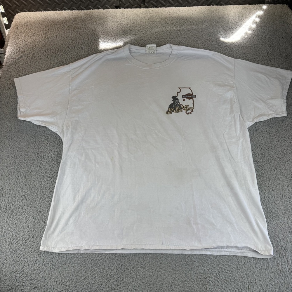 Harley-Davidson Shirt Mens 3XL White Hall's Springfield Illinois Lincoln Rider